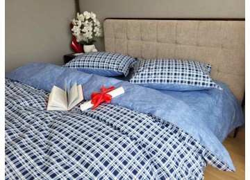 Bed linen Scotland blue cotton 100% euro with fitted sheet