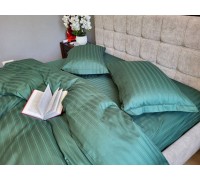 MULTI Stripe satin EMERALD euro set of sheets with elastic