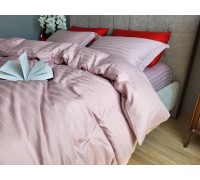 Bed linen MULTI satin stripe POWDER ROSE one and a half with elastic