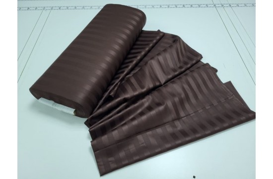 Stripe satin PREMIUM, CHOCOLATE 2/2 cm one and a half set of sheets with elastic