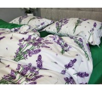 Satin PREMIUM, LAVENDER GREEN one and a half set of sheets with elastic