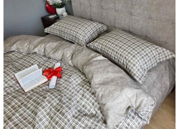 Bed linen Scotland beige cotton 100% double with elastic