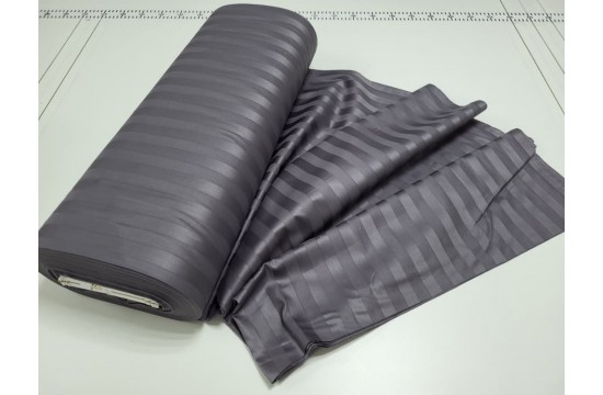 Stripe satin PREMIUM, ROYAL GRAY 2/2cm family set sheet with elastic