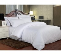 Bed linen stripe satin PREMIUM, WHITE euro with fitted sheet