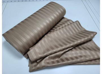Stripe satin PREMIUM, HONEY BEIGE 2/2cm family set sheet with elastic