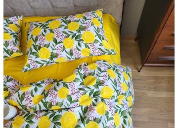 Lemons organic cotton double sheet set with elastic