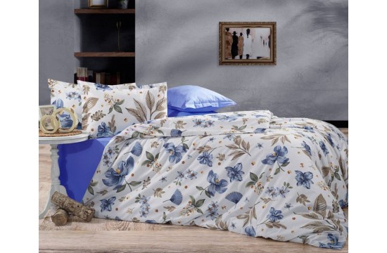 Bedding set Oasis blue cotton 100% one and a half with an elastic band