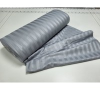 Stripe satin PREMIUM, SILVER STONE 2/2cm double sheet set with elastic