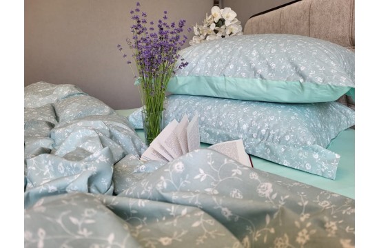 Bed linen Provence aquamarine cotton 100% single and a half