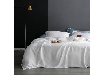 Single color bed linen Satin PREMIUM, WHITE one and a half with elastic