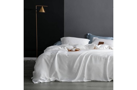 Single color bed linen Satin PREMIUM, WHITE one and a half with elastic