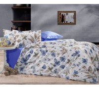 Bedding set Oasis blue cotton 100% euro with elastic band