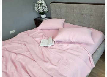 PINK, muslin double sheet set with elastic
