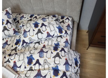 Пингви, Turkish flannel двуспальный комплект простыня на резинке