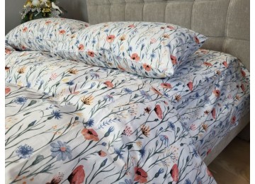 Полевые цветы, Turkish flannel полуторный комплект простыня на резинке