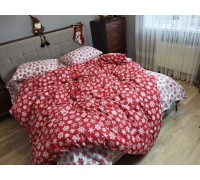 Снежинки черв., Turkish flannel пододеяльник цельный полуторный комплект