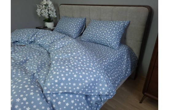 Bed linen Stars blue Turkish flannel family