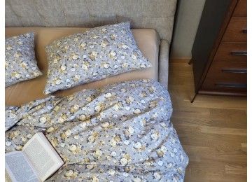 Fancy/beige, Turkish flannel double sheet set with elastic