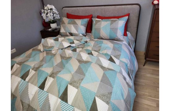 Bed linen PATCHWORK BREEZE Turkish flannel euro with elastic band