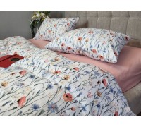 Wildflowers/pink, Turkish flannel one-and-a-half sheet set with elastic
