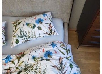 Cornflowers/blue, Turkish flannel family set sheet with elastic