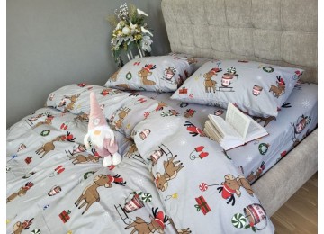 Santa's helpers, Turkish flannel family set, fitted sheet