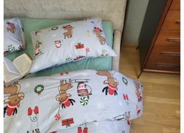 Santa's helpers/wormwood, Turkish flannel one-and-a-half sheet set with elastic