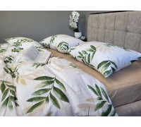 Laurel/beige, Turkish flannel double set, fitted sheet