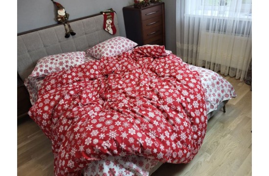 Снежинки черв., Turkish flannel пододеяльник цельный двуспальный комплект простыня на резинке