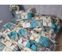 Trophy turquoise, Turkish flannel double set, fitted sheet