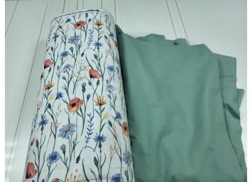 Wildflowers/wormwood, Turkish flannel one-and-a-half sheet set with elastic