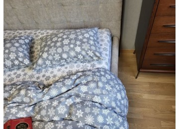 Снежинки серые, Turkish flannel Цельн. полуторный комплект