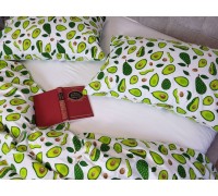 Avocado/white, Turkish flannel euro fitted sheet set