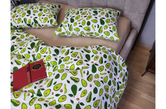 Avocado/beige, Turkish flannel double set, fitted sheet