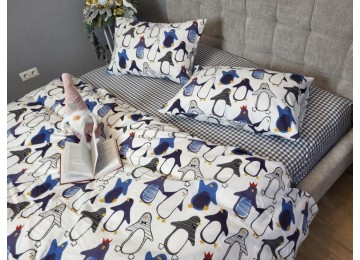 Penguin/plaid, Turkish flannel euro sheet set with elastic
