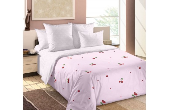 Bed linen Cherry, percale euro on an elastic band