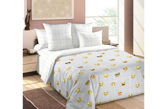 Bed linen Smilies, percale family bed with elasticated sheet
