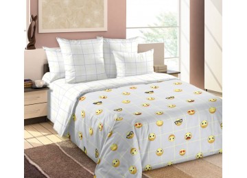Bed linen Smilies, percale one and a half with a sheet with an elastic band