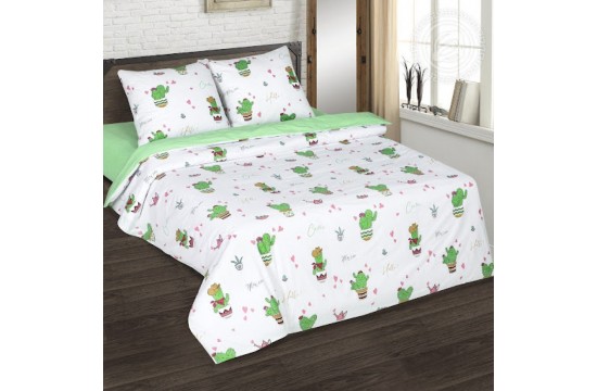 Bed linen set Mexico City double poplin with elastic sheet