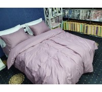Bed linen stripe satin LUX LIGHT PLUM family with elastic band