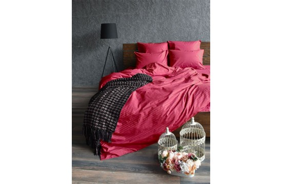 Bed linen stripe satin CHERRY one and a half Comfort textiles