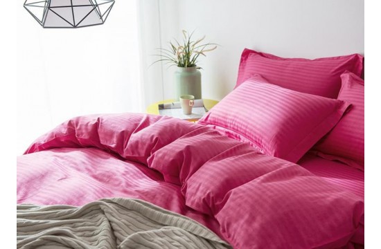 Set of bed stripe satin LUX FUCHSIA 1 / 1cm one and a half with a sheet with an elastic band