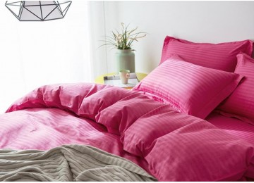 Bed stripe set satin LUX FUCHSIA 1 / 1cm euro with a sheet with an elastic band