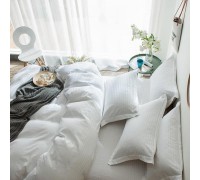 Комплект постельный страйп сатин LUX WHITE 1/1см двуспальный с простынью на резинке
