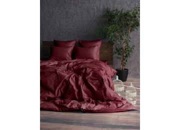 Bedding set stripe satin LUX BORDO 1 / 1cm double with a sheet with an elastic band