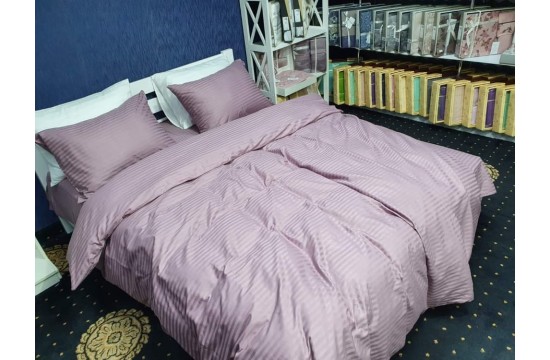 Bed linen stripe satin LUX LIGHT PLUM one and a half