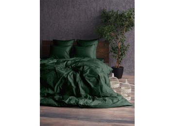 Set of bed stripe satin LUX GREEN 1 / 1cm one and a half with a sheet with an elastic band