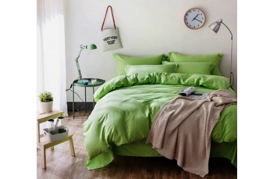Satin Stripe GREENERY 1 / 1cm bed linen Euro Comfort textile