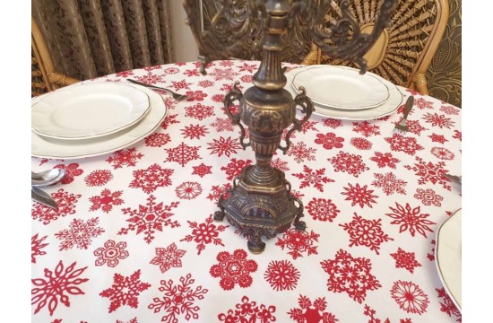 Tablecloth Winter (White) oval (Oval 160/350 cm)