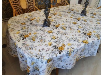 Tablecloth Flowers yellow. oval (Oval 130/170 cm)